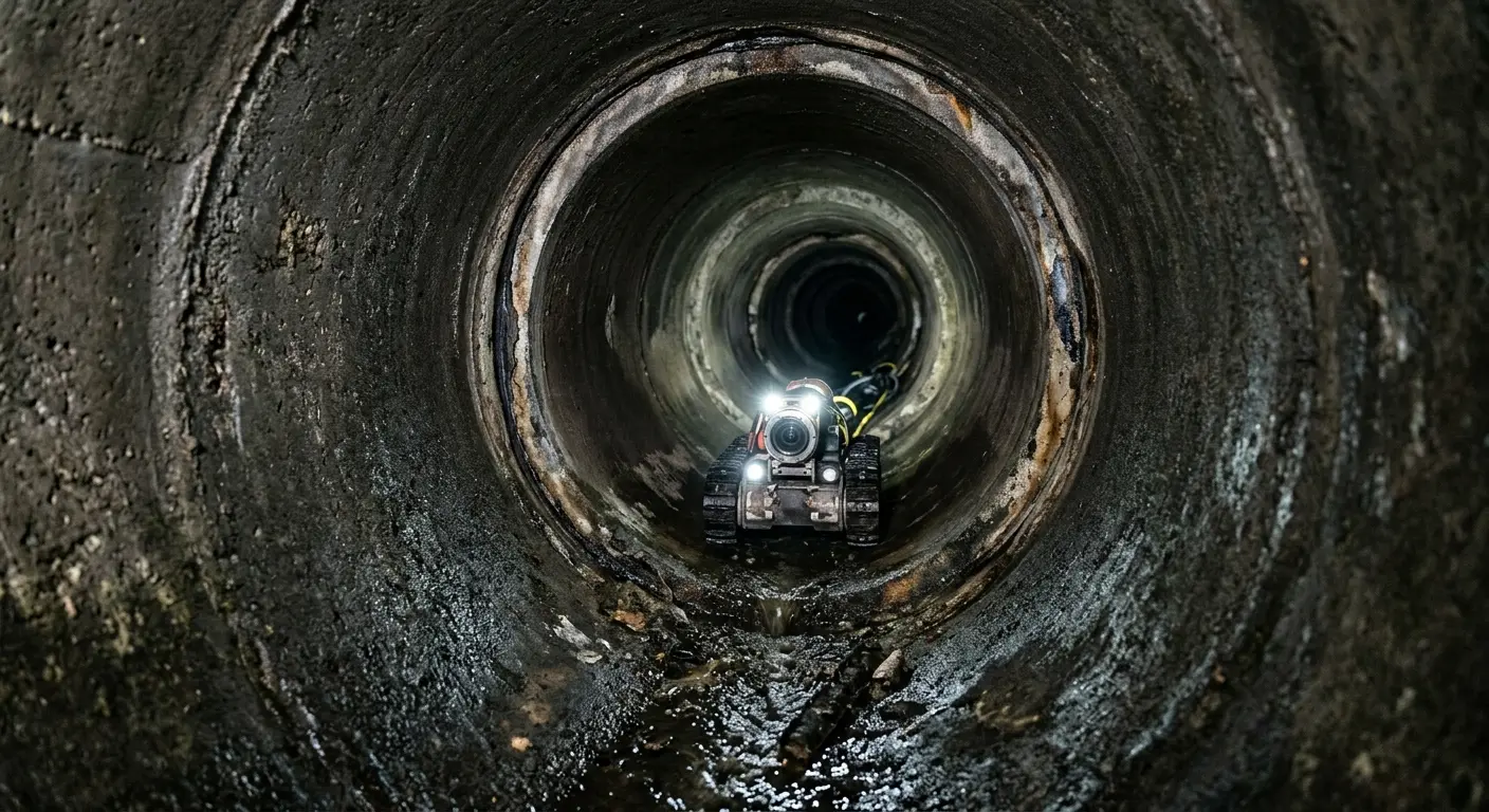 Robotic sewer camera inspecting pipe interior for Drain Snake Service in McHenry